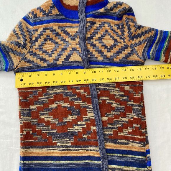 Spense Knits Long Aztec Cardigan Sweater Boho Multicolor Womens Medium - Picture 7 of 10